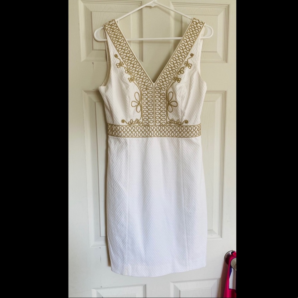 Lily Pulitzer white and gold dress